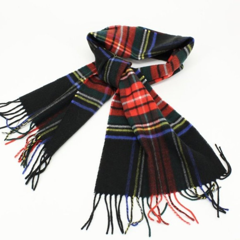 Black & Colorful Plaid Cashmink Scarf